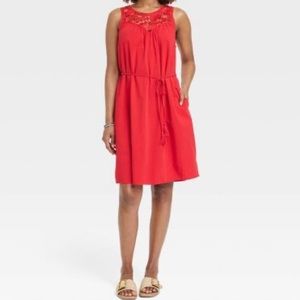 Women's Wide Strap Sleeveless A-Line Dress - Knox Rose NWT Size Med Lace Detail